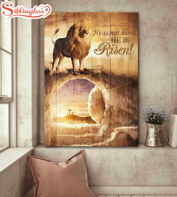 Jesus Lion Cross He Is Not Here He Is Risen Canvas Posters