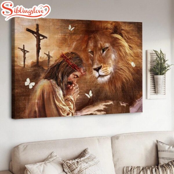 Jesus Lion Pray For Healing Canvas Wall Art