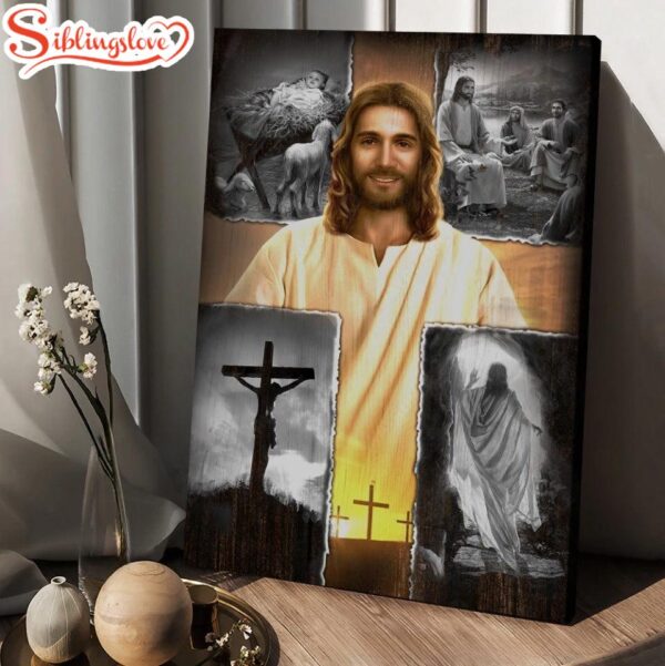 Jesus On The Cross Jesus Drawing Canvas Wall Art