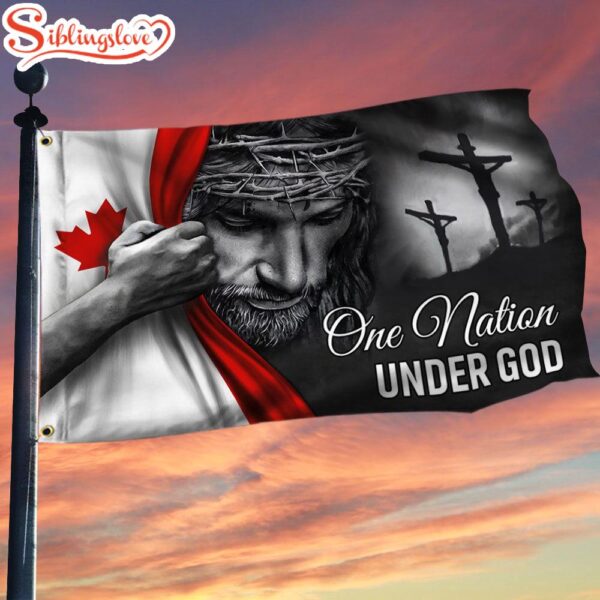 Jesus One Nation Under God Canadian Garden House Flag Gift For God Lovers