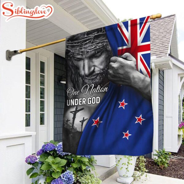 Jesus One Nation Under God New Zealand Garden House Flag Gift For God Lovers