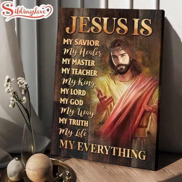 Jesus Painting Crown Of Thorn Jesus Is My Savior My Healer Canvas Wall Art