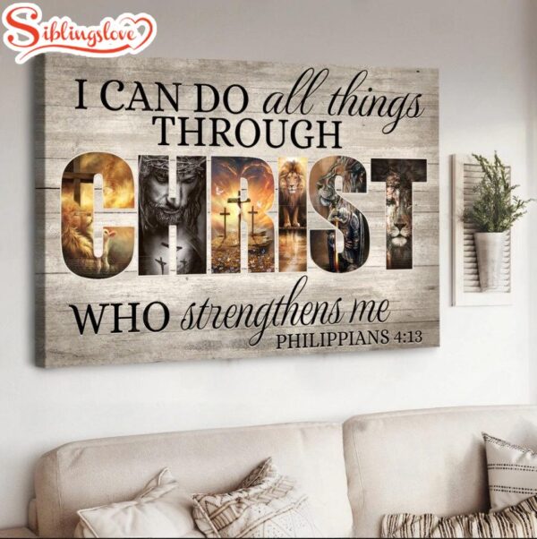 Jesus Painting I Can Do All Things Through Christ Who Strengthens Me Canvas Wall Art