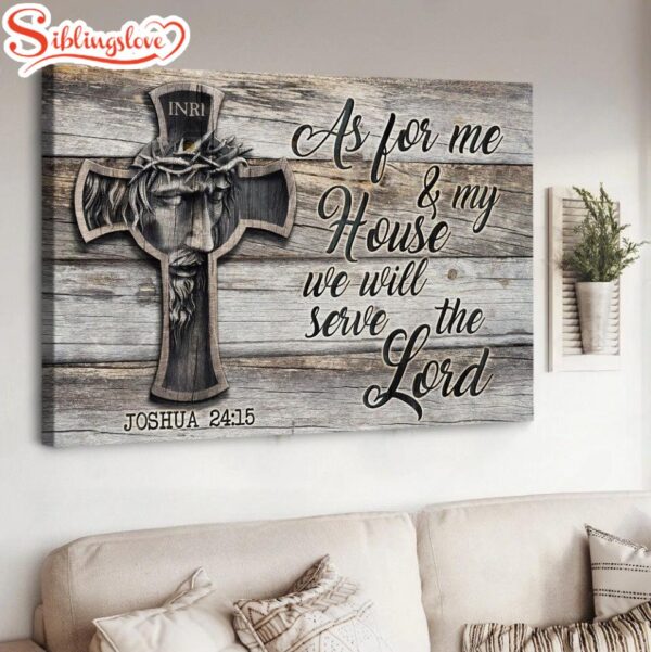 Jesus Painting Inri We Will Serve The Lord Canvas Wall Art