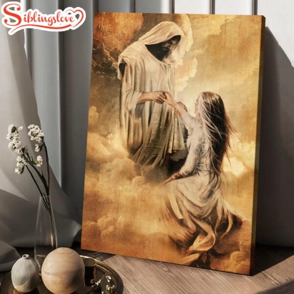 Jesus Painting Jesus And Girl Holding Hand Canvas Wall Art