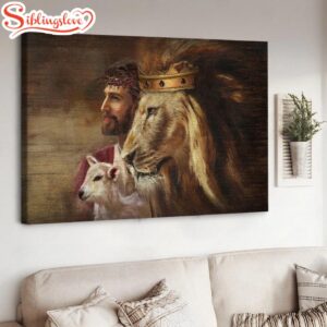 Jesus Painting Lion Lamb Canvas…