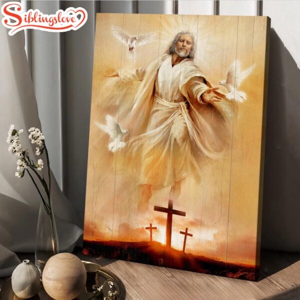 Jesus Painting Pretty Dove Drawing Orange Sunset Canvas Posters Canvas Wall Art