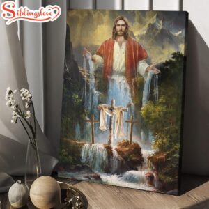 Jesus Painting Waterfall Beautiful Forest…