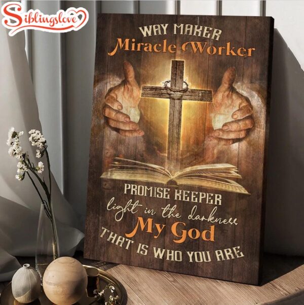 Jesus Pray For Healing Cross Bible Way Maker Miracle Worker Canvas Wall Art