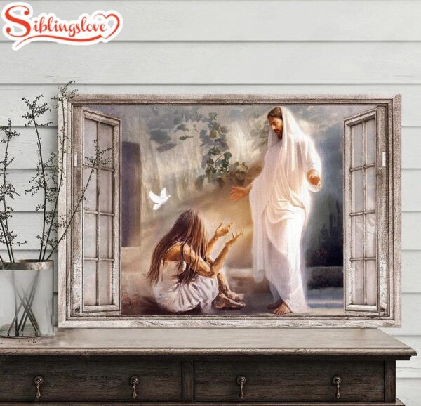 Jesus Saves Miserable Girl God Light Canvas Wall Art