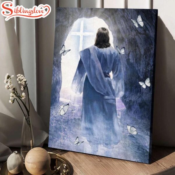 Jesus Walking Butterfly Path To Heaven Cave Painting Canvas Wall Art