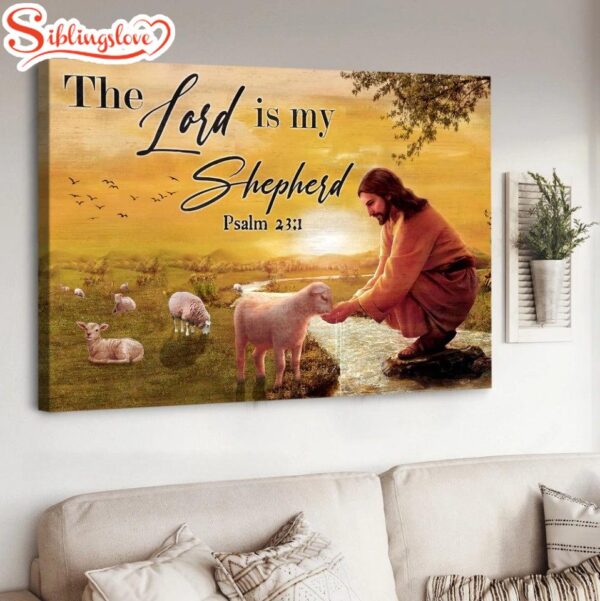 Jesus With Lamb Stunning Sunset The Lord Is My Shepherd Canvas Wall Art