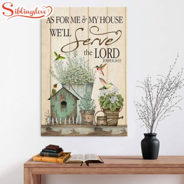 Joshua 2415 As For Me And My House Floral Hummingbird Canvas Art