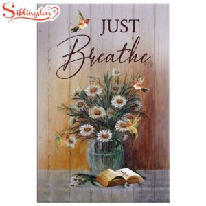 Just Breathe Hummingbird Daisy Canvas…