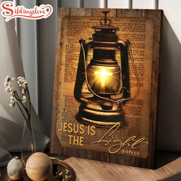 Kerosene Lamp Light Cross Jesus Is The Light Canvas Wall Art