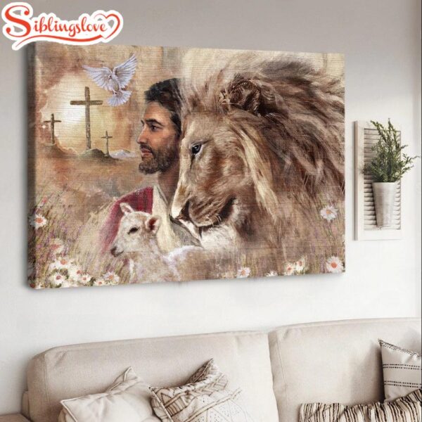 King Of Kings Jesus Dove Cross Canvas Wall Art