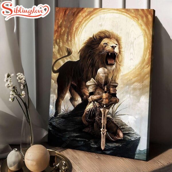 Knight Of God Lion Of Judah Beautiful Sky Under The Command Of God Canvas Wall Art