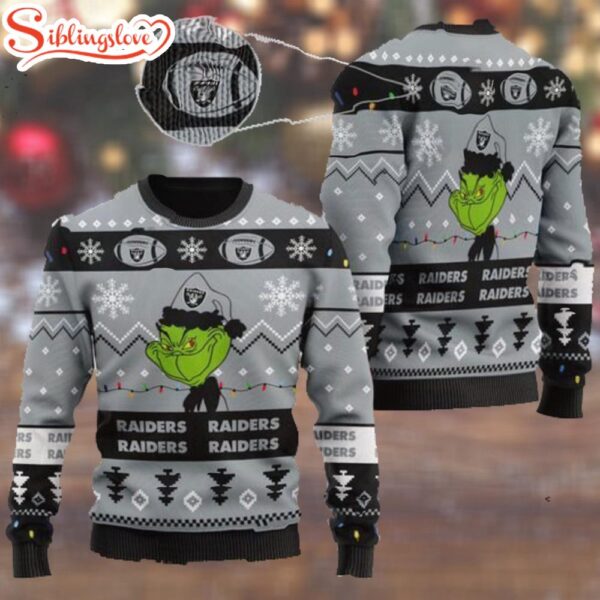 Las Vegas Raiders American NFL Grinch Merry Christmas Sweater