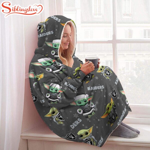 Las Vegas Raiders Baby Yoda Huggle Blanket Hoodie