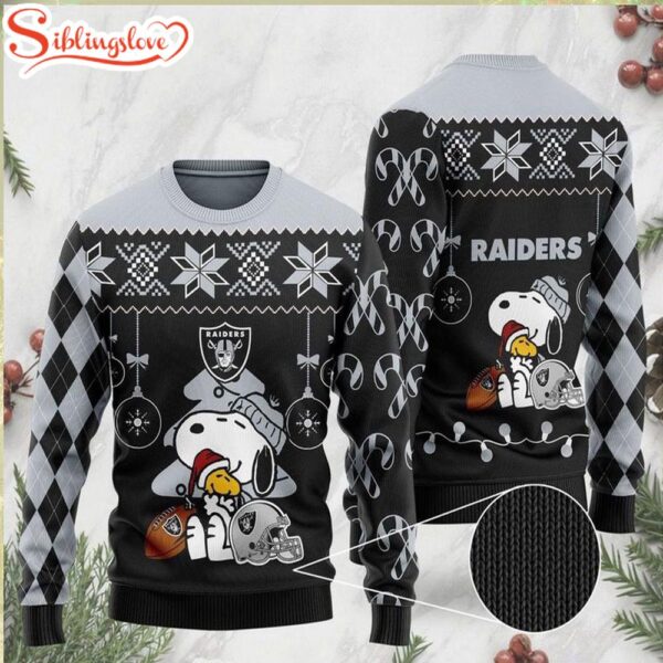 Las Vegas Raiders NFL Funny Charlie Brown Peanuts Snoopy Christmas Sweater