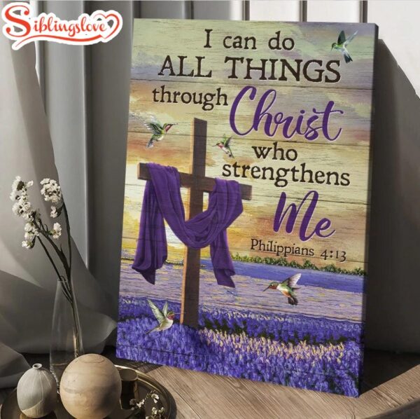 Lavender Field Hummingbird I Can Do All Things Through Christ Canvas Wall Art