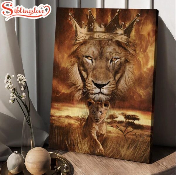 Lion Golden Crown Becoming A King Jesus Canvas Wall Art