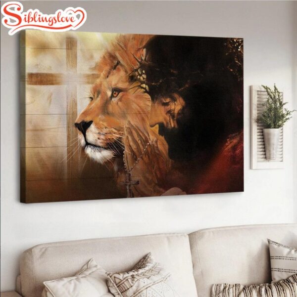 Lion Jesus Pray For Healing Canvas Wall Art