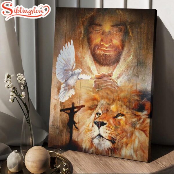 Lion King Dove Jesus Painting Pray For Healing Canvas Wall Art