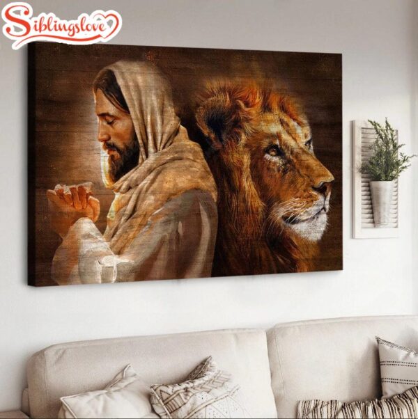 Lion King Of Kings Pray For Healing Jesus Canvas Wall Art