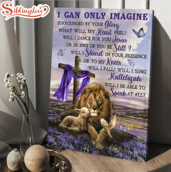 Lion Lavender Field Cross I Can Only Imagine Jesus Canvas Wall Art