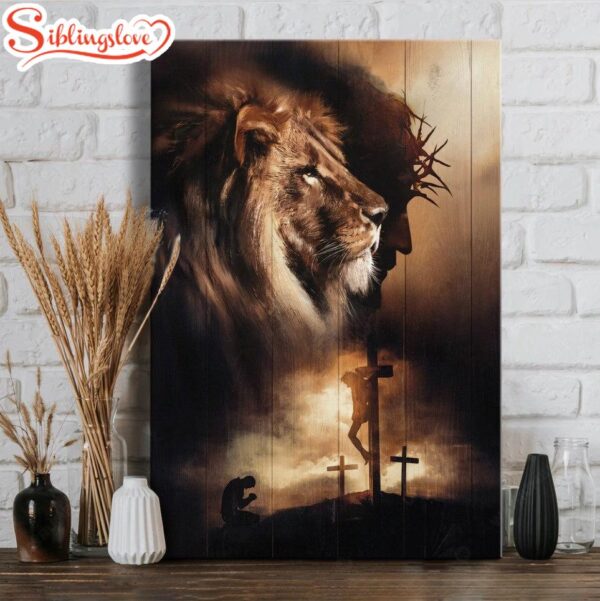 Lion Of Judah Jesus Praying With Jesus Canvas Wall Art