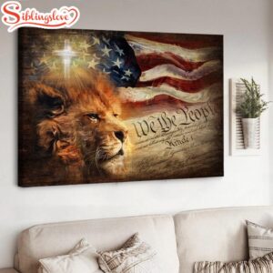 Lion Painting Watercolor American Flag…