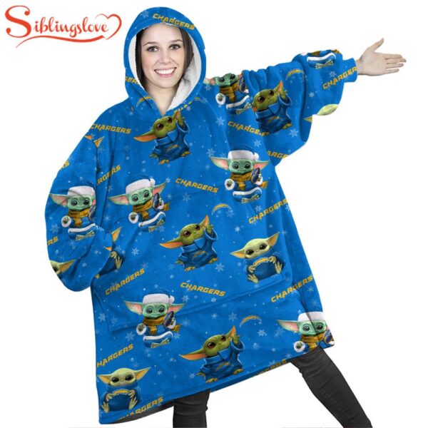 Los Angeles Chargers Baby Yoda Huggle Blanket Hoodie