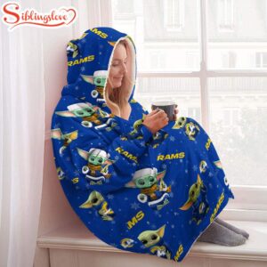 Los Angeles Rams Baby Yoda Huggle Blanket Hoodie