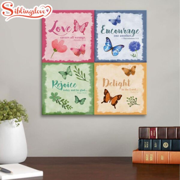 Love Encourage Rejoice Delight Butterfly Canvas Wall Art