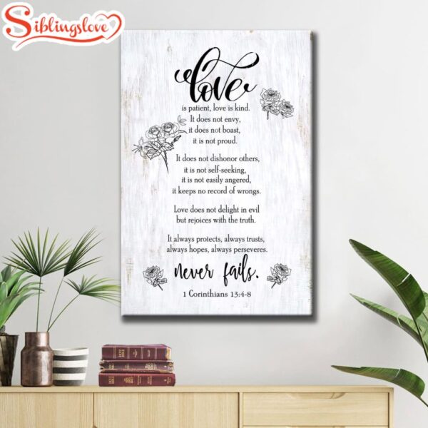 Love Is Patient Love Is Kind 1 Corinthians 134-8 Bible Verse Canvas Art