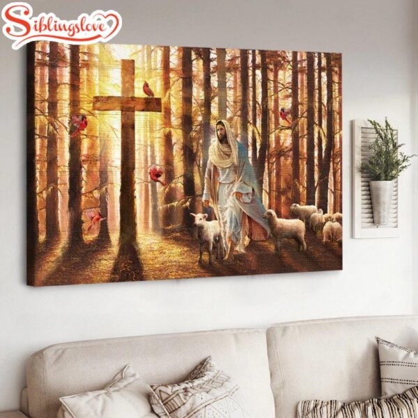 Magic Forest Walking With Jesus Infinite Halo Lamb Of God Canvas Wall Art