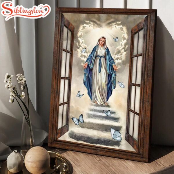 Maria Painting Vintage Window The Way To Heaven Canvas Wall Art