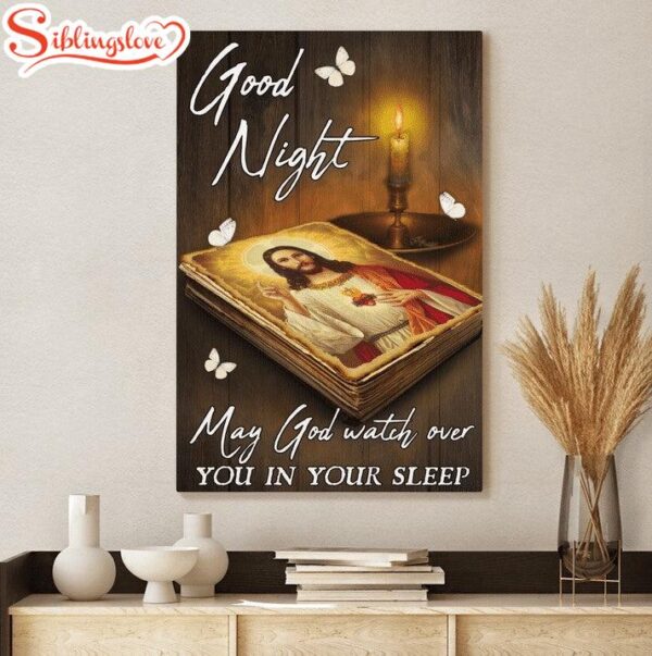 May God Watch Over You In Your Sleep Jesus Canvas Wall Art