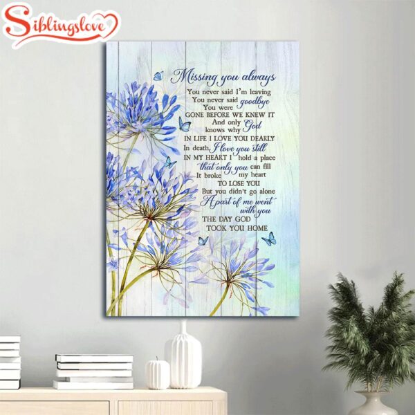 Memorial Agapanthus Africanus Purple Butterfly Heaven Gifts For Butterfly Lover Gifts For Members Family Missing You Always Canvas Wall Art