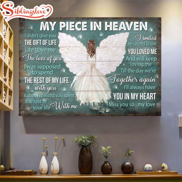 Memorial Angel Dandelion Memorial Gift For Family Members My Piece In Heaven Life Gave Me The Gift Of You Canvas Wall Art