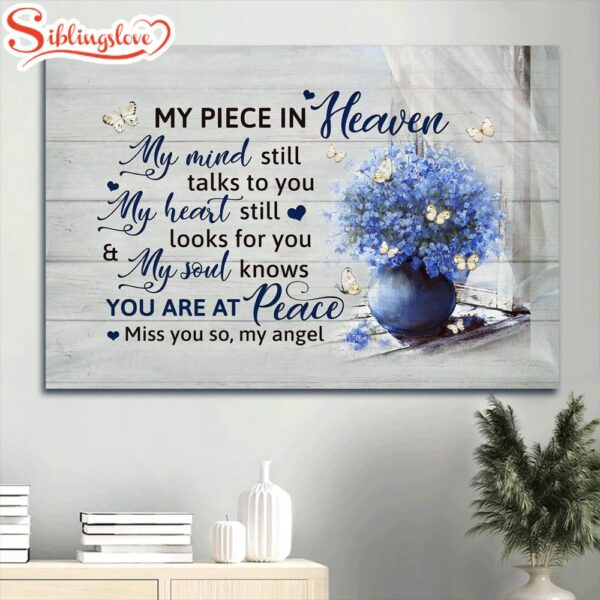 Memorial Baby Blue Eyes Butterfly Heaven Gift For Members Family My Soul Knows You Are At Peace Canvas Wall Art