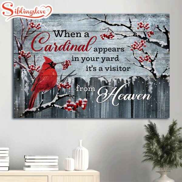 Memorial Cardinal Christmas Tree Snow Day When A Cardinal Appears In Your Yard It’s A Visitor From Heaven Memorial Gift For Family Members Canvas Wall Art