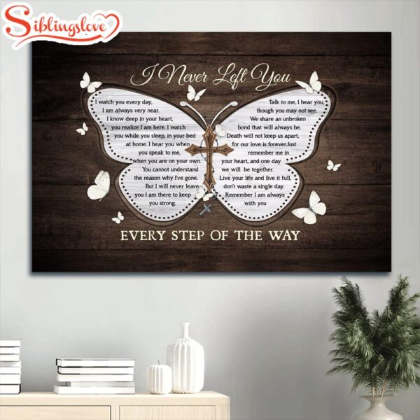 Memorial White Butterfly Wooden Background The Holy Cross Canvas Gift For Members Family I Never Left You Canvas Wall Art