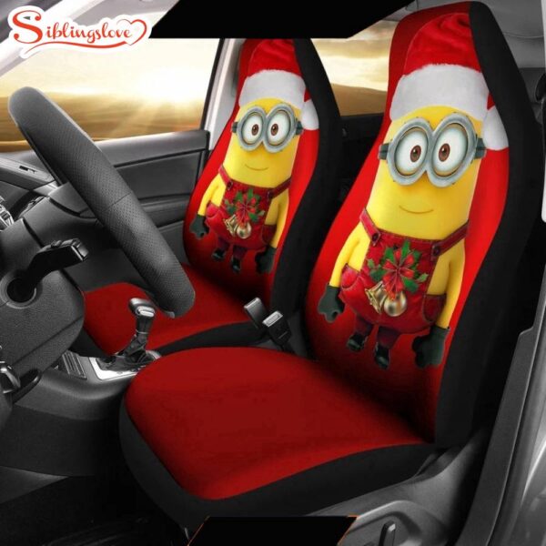 Merry Christmas Minions  Cartoon Seat Cover Car Decor