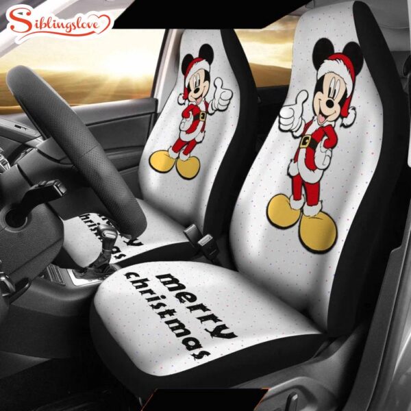 Merry Xmas Mickey Mouse Wearing Santa Clothes  Cartoon Seat Cover Car Decor