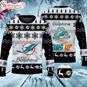 Miami Dolphins Fins Up Christmas Ugly Sweater