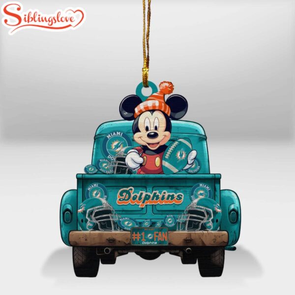 Miami Dolphins Football Team Mickey Merry Christmas Ornament