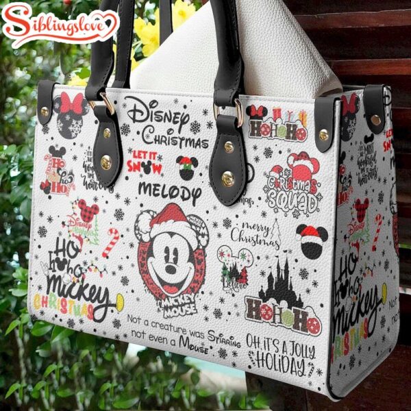 Mickey Mouse Merry Christmas Leather Handbag