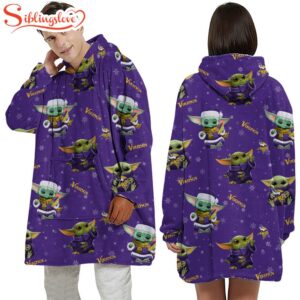 Minnesota Vikings Baby Yoda Huggle Blanket Hoodie